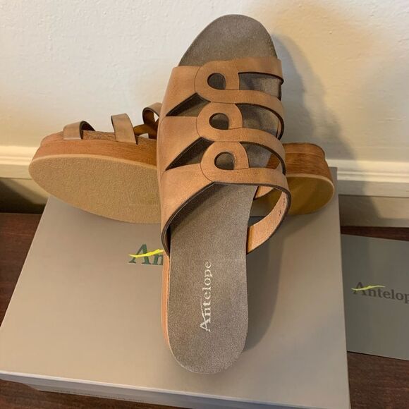 Antelope leather slide platform slip on sandal size US9; EU40 NIB - Picture 11 of 14